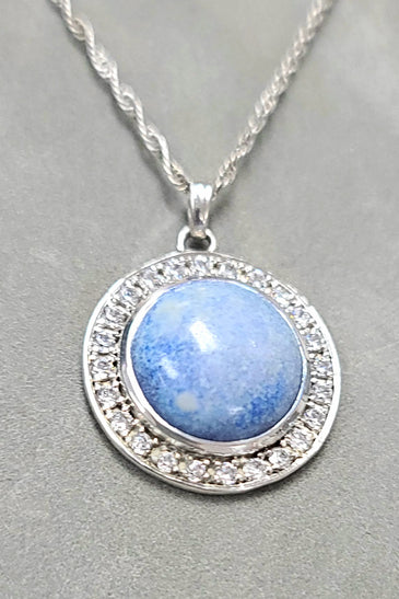 Sterling Silver Dyed Blue Agate Pendant
