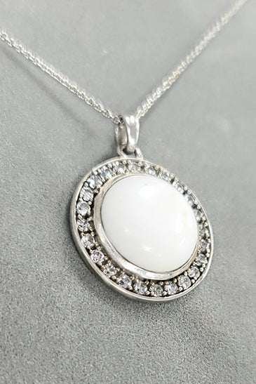 Sterling Silver White Agate Pendant