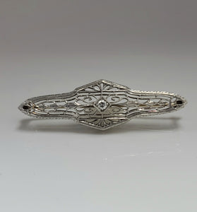 14kt/Platinum Diamond Art Deco Brooch