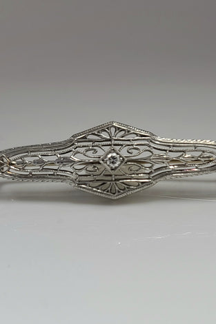 14kt/Platinum Diamond Art Deco Brooch