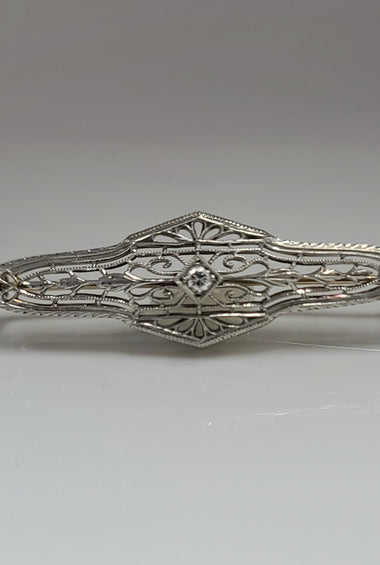 14kt/Platinum Diamond Art Deco Brooch