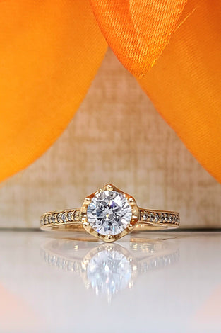 14K Yellow Gold Engagement Ring With Diamonds
