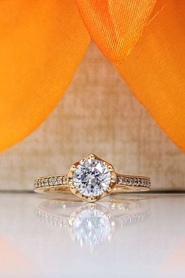 14K Yellow Gold Engagement Ring With Diamonds