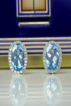 14kt WG Lab Aqua Spinel Diamond Earrings