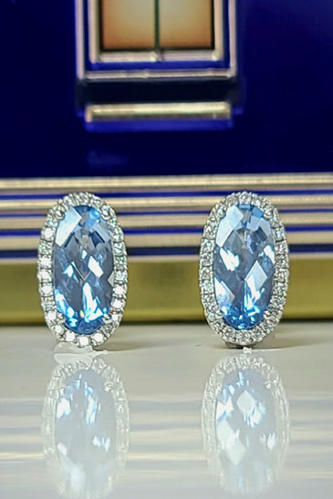 14kt WG Lab Aqua Spinel Diamond Earrings