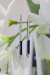 14kt WG Chatham Sapphire Lab Diamond Rectangle Hoop Earrings