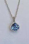 14kt WG Chatham Aqua Spinel Lab Diamond Pendant