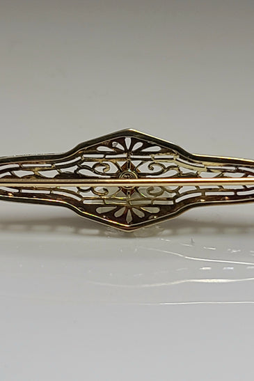14kt/Platinum Diamond Art Deco Brooch