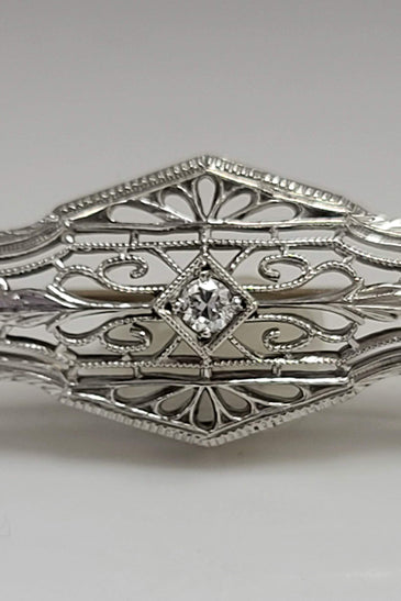 14kt/Platinum Diamond Art Deco Brooch