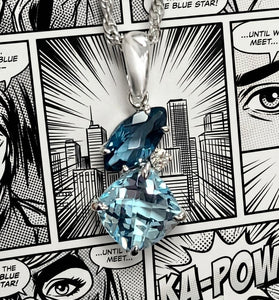 14kt White gold Blue Topaz Pendant