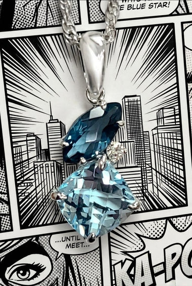 14kt White gold Blue Topaz Pendant
