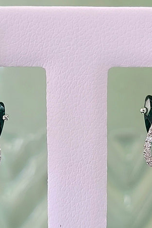 dangle earrings of chatham pear emerald lab diamond with 14k white gold