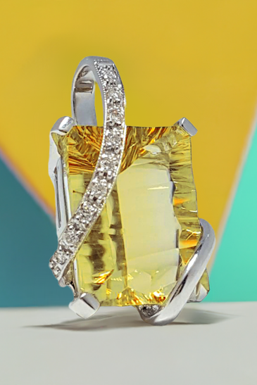 14kt WG Citrine & Diamond Pendant