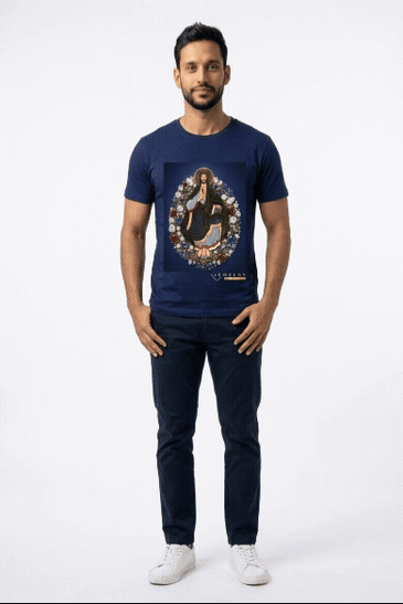guy in blue t-shirt with Pantocrator
