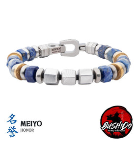 stainless steel honor bracelet with lapis lazuli beads