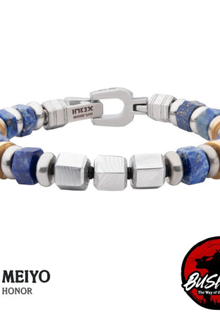 stainless steel honor bracelet with lapis lazuli beads
