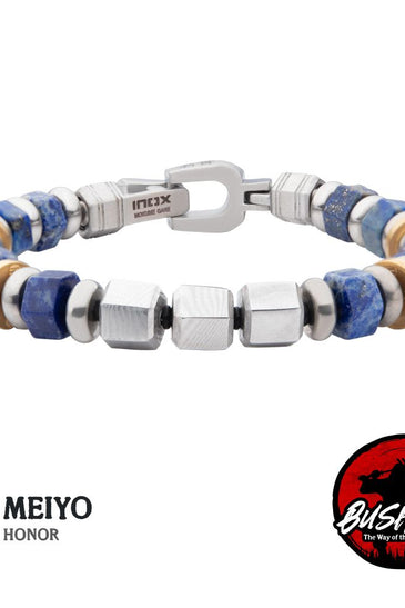 stainless steel honor bracelet with lapis lazuli beads
