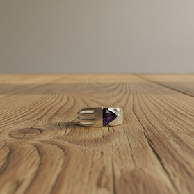 Sterling silver ring with purple amethyst-style gemstone