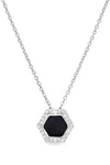 Sterling Silver Hexagon Black Enamel Pendant