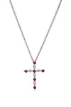 Sterling Silver Garnet Cross Pendant