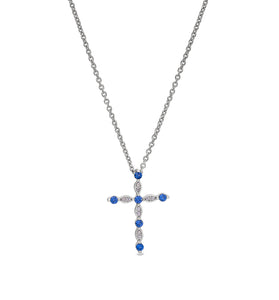 Sterling Silver Sapphire Cross Pendant