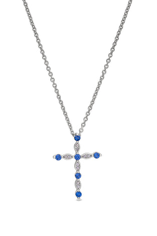 Sterling Silver Sapphire Cross Pendant