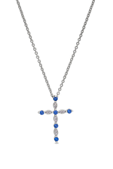 Sterling Silver Sapphire Cross Pendant