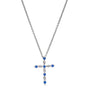 Sterling Silver Sapphire Cross Pendant