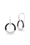 Sterling Silver Black Enamel CZ Earrings