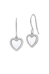 Sterling Silver White Enamel Heart Earrings