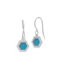 Sterling Silver Hexagon Turquoise Enamel Earrings