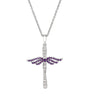 Sterling Silver Amethyst Angel Cross Pendant with Chain