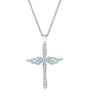 Sterling Silver Aquamarine Angel Cross Pendant with Chain