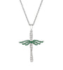 Sterling Silver Emerald Angel Cross Pendant with Chain