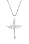 Sterling Silver CZ Angel Cross Pendant with Chain