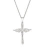 Sterling Silver CZ Angel Cross Pendant with Chain