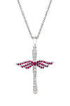 Sterling Silver Ruby Angel Cross Pendant with Chain