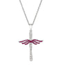 Sterling Silver Ruby Angel Cross Pendant with Chain