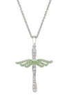 Sterling Silver Peridot Angel Cross Pendant with Chain