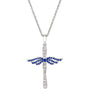 Sterling Silver Sapphire Angel Cross Pendant with Chain