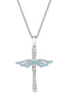 Sterling Silver Blue Topaz Angel Cross Pendant with Chain