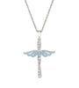 Sterling Silver Blue Topaz Angel Cross Pendant with Chain