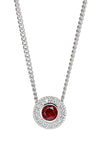 Sterling Silver Garnet Halo Pendant