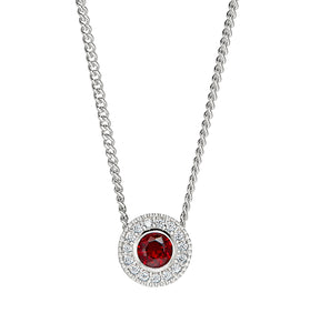 Sterling Silver Garnet Halo Pendant