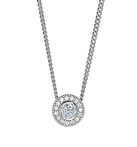 Sterling Silver CZ Halo Pendant