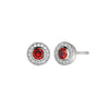 Sterling Silver Garnet Halo Stud Earrings