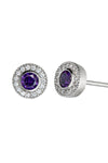 Sterling Silver Amethyst Halo Stud Earrings