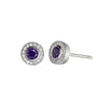 Sterling Silver Amethyst Halo Stud Earrings