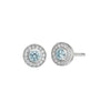 Sterling Silver Lab Aquamarine Halo Stud Earrings