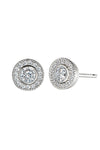 Sterling Silver CZ Halo Stud Earrings